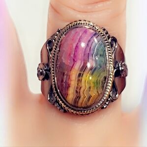 Custom Antiqued Sterling Silver Gemstone Ring